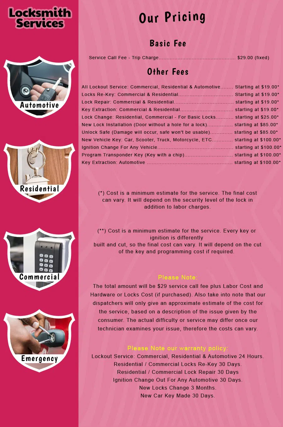 Rumson NJ Locksmith Store Rumson, NJ 732-630-0070 - price-list-c-18